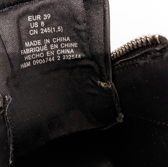 Black platform zip boots wedge H&M women's 8 - Picture 8 of 8